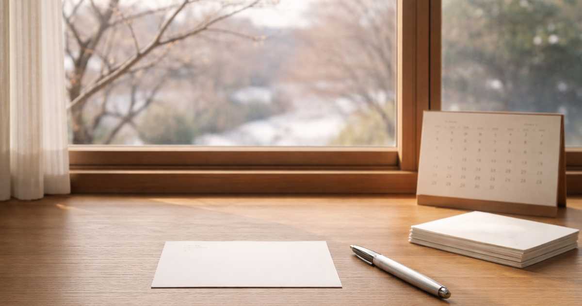 年賀状を出しそびれた人向けの寒中見舞い・春の挨拶状用はがきイメージ